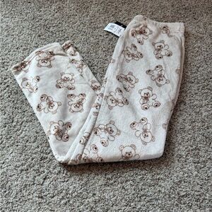 Harper Cream Pajama Pants with Brown Teddy Bear Print